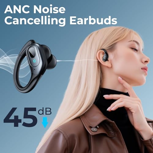 occiam Active Noise Cancelling Earbuds Wireless Bluetooth Headphones Ear Buds 90Hrs Playback Stereo Bass Earphones with Mi...