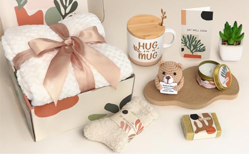 Get Well Soon Gift Baskets for Women - Self Care Package for Women After Surgery - Cancer Chemo Recovery Comfort Gifts Set...