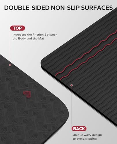 HAPBEAR Extra Large Yoga Mat - 72"x48"/78"x54", 1/4" & 1/3" Thick, Non-Slip, Durable, Eco-Friendly, Wide Exercise Mat for ...