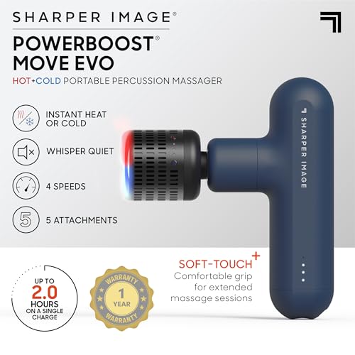 Sharper Image Recovery & Wellness Massager Bundle - Powerboost Max with 6 Attachments & Powerboost Move with Hot + Cold Th...