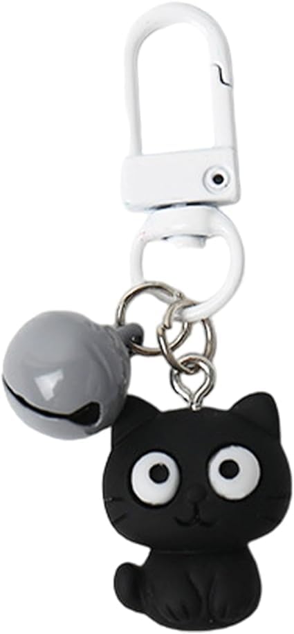 Stylish Cat Pendant Keychain - Black Kitten Charm Key Ring for Keys, Handbags, and Backpacks - 6x3 cm Keychain for Women - Cat-Themed Accessory for Bags, Couples Gift, Girls' Purse Charm