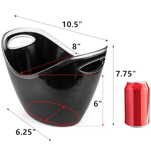 Yesland Ice Bucket, 3.5 L Black Plastic Party Bottle Chiller - 10.5 x 8 x 7-3/4 Inch Ice Beverage/Storage Tub - Perfect fo...