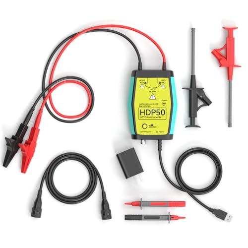 Goupchn HDP50 High Voltage Differential Active Probe 1400V 100MHz 50X/500X Attenuation Rate Oscilloscope Probe Kit with Ac...