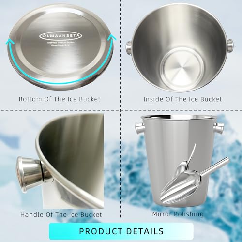 Olmaanseta Champagne Bucket With Ice Scoop,Stainless Steel Wine Bucket For Bar,large Ice Buckets For Parties, Wine Chiller...