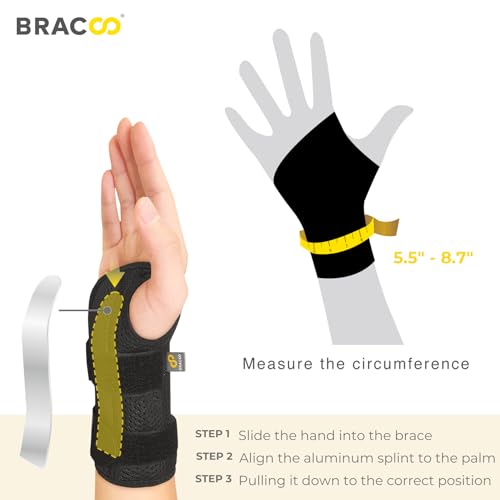 Bracoo Wrist Brace for Carpal Tunnel Day & Night, Adjustable Wrist Support Wrap with Splint, For Women Men, Fit Right Left...