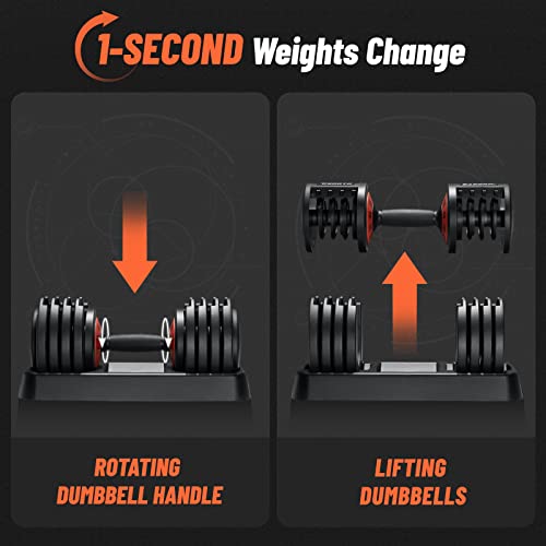 HYPATA 25/55 lbs Pair Adjustable Dumbbell Set, Adjust Dumbbell Weight for Exercises Pair Dumbbells for Men and Women in Home