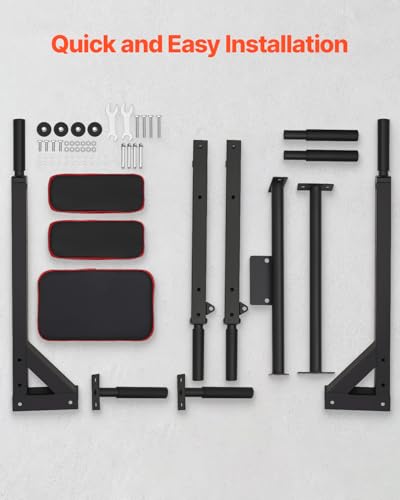 VEVOR Multifunctional Pull Up Bar, Wall Mounted Chin Up Bar Dip Station for Home Gym, Heavy Duty Steel Upper Body Workout ...