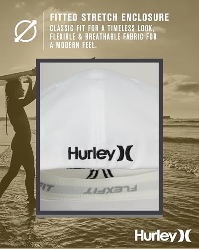 Hurley Mens Baseball Cap - Flexfit Fitted Baseball Caps for Men (Sizes: S-XL)
