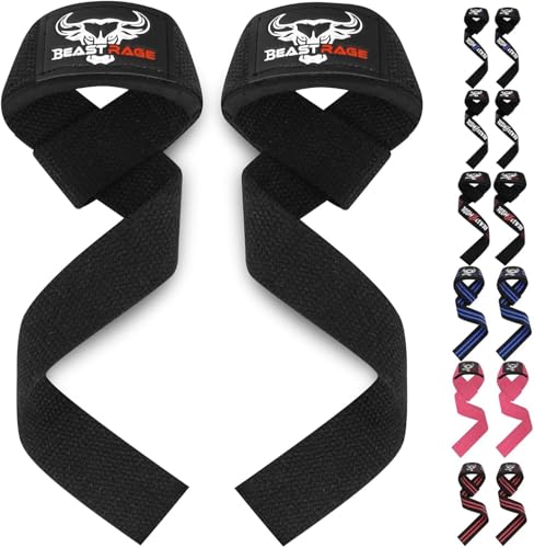BEAST RAGE Lifting Wrist Straps for Weightlifting, Weight Lifting Straps Gym Grip Power Workouts Lifting Straps Padded Cot...