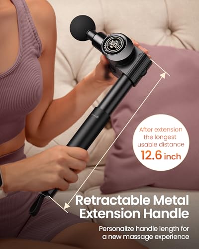 NAPRE Foldable Massage Gun with Extension Handle & 5 Adjustable Angles,Deep Tissue Back Massage for Neck/Body Pain Relief,...