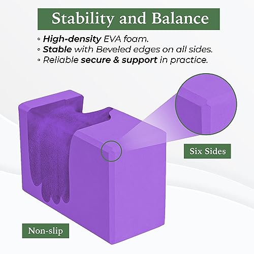 Yes4All Yoga Blocks 2 Pack Wrist Support, Comfort, and Grip Strength, Support for Balance Fitness and Exercise, EVA Foam B...