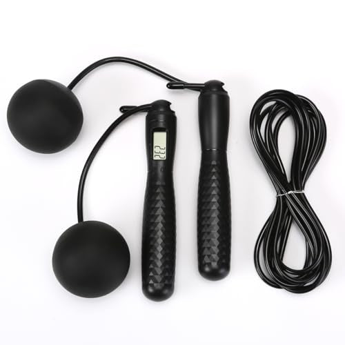 Cordless Jump Rope with Counter - Ropeless Jump Rope 2 In 1 with Large Cordless Ball-Weighted Jump Rope for Women with LCD...
