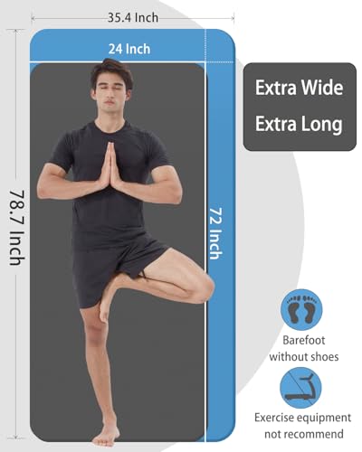 RYTMAT Yoga Mat Thick Wide Yoga Mats for Women Men Large Exercise Mat 78"x35" 1/2 Inch Workout Mat for Home Gym, with Carr...