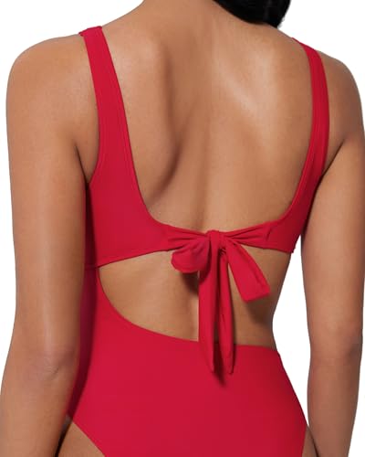 SUUKSESS Women Sexy One Piece Tummy Control Swimsuit Cutout Backless Bathing Suit