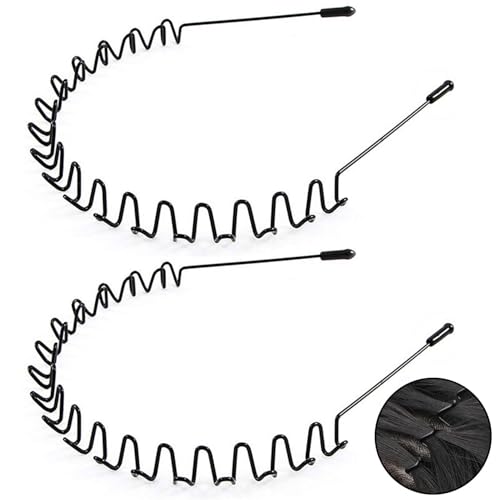 KELUBATU Metal Headbands for Men & Women, Metal Wavy Spring Hair Band, Adjustable Non-Slip Hair Hoop for Sports/Workout/Ru...