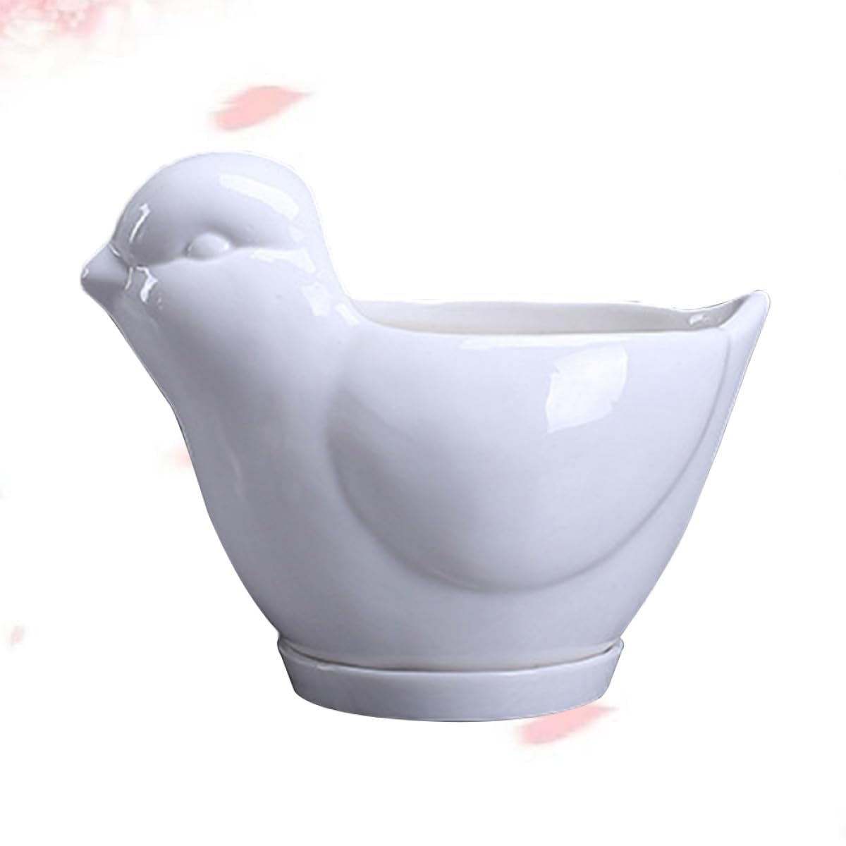 Yardenfun Ceramic Bird Shape Succulent Plant Pot Saucer Small White Flower Planter for Indoor Desktop Decor Home Gardening