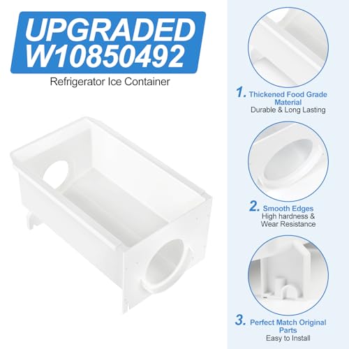 Upgraded W10850492 Refrigerator Ice Bucket Compatible with Whirlpool Kenmore Maytag Amana Ice Maker Replacement Parts W106...