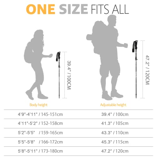 Covacure Hiking Poles Collapsible Trekking Poles - Aluminum Alloy 7075 Walking Sticks for Hiking with Telescopic & Foldabl...
