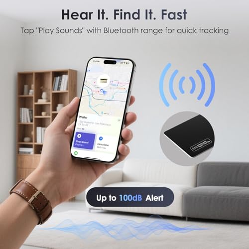 Wallet Tracker Card Air-Tag (iOS Only) - Work with Apple Find My, Bluetooth Tracker Smart Tracking Card Wallet Finder, 0.0...