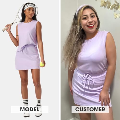 EXLURA Womens Summer 2 Piece Short Skirt Sets Sleeveless Top and Tennis Skorts Dressy Cotton Matching Sweatsuits Outfits 2026