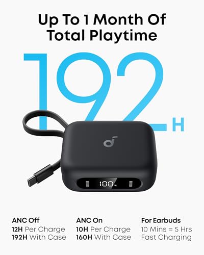 Soundcore P41i by Anker, Adaptive Noise Cancelling Earbuds with Portable Phone Charger and Built-in Lightning Adapter, 12H...