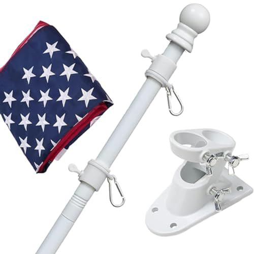 Flag Pole Kit with 3x5 American Flag - Includes 5ft Heavy Duty Tangle Free Flagpole,Embroidered 3X5 US Flag,Aluminum Mount...