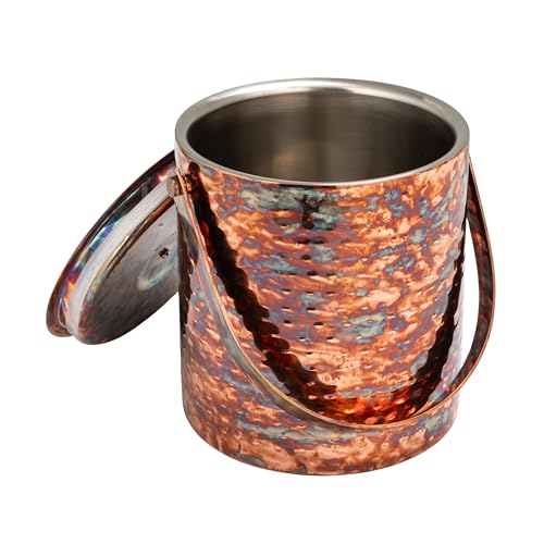 Creative Co-Op 3-Quart Hammered Oxidized Stainless Steel Ice Bucket, Copper Finish