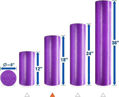 Yes4All Medium Firm Round PE Foam Roller 12, 18, 24, 36 Inches for Pilates, Yoga, Stretching, Balance & Core Exercises