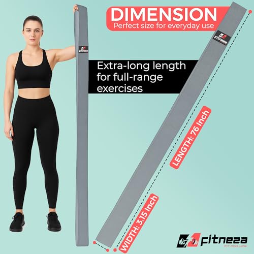 FITNEZA 76" Inch Premium Extended Length Fabric Resistance Bands for Working Out – 3" Wide Non-Slip Extra Long – No Pinchi...