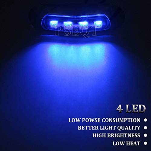 PSEQT Marine LED Lights 3.8in Waterproof Interior Deck Light Blue 4Pcs, PC Lens, Chrome Bezel, for Boats and Kayaks
