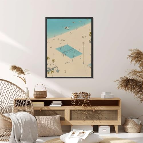 Framed Aerial Beach Tennis Poster Canvas Print Art Modern Wall Art PaintingTrendy PicturesHome Decor Wall Decoration for L...