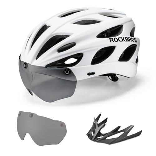 ROCKBROS Bike Helmet for Adult Men Women with Suggested Fit 58-65cm, Detachable Magnetic Goggles & Sun Visor, Lightweight ...
