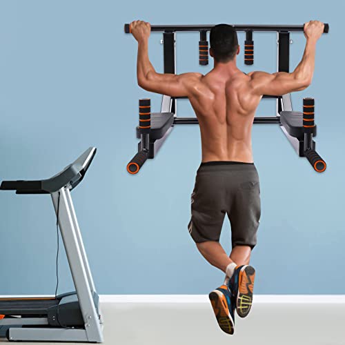 Wall Mounted Pull Up Bar, Multifunctional Chin Up Dip Station for Indoor Home Gym, Training Equipment Fitness Dip Stand Su...