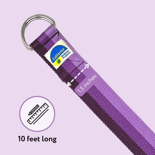 California Yoga Strap | Yoga Belt with Safe Adjustable D-Ring Buckle for Pilates | Stretching Strap | Exercise Bands | Phy...