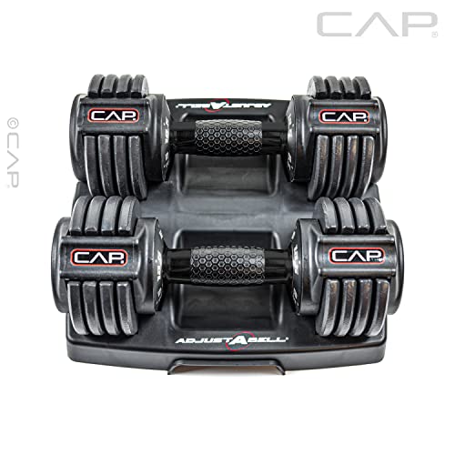 CAP Barbell 12.5 lb Pair ADJUSTABELL Adjustable Dumbbell with Contoured Full Rotation Handle, Honeycomb Design, Black