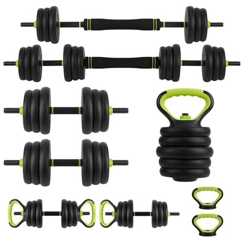 GarveeLife 4-In-1 Adjustable Dumbbell Weights, Adjustable Dumbbell Set Used As Dumbbells, Barbells, Kettlebells and Push-U...