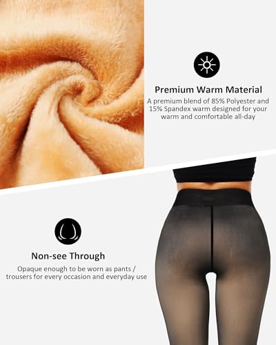 NORMOV Winter Warm Fleece Lined Leggings Women,Thick Thermal Velvet Tights