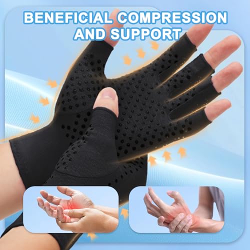 DRNAIETY 2-Pair Arthritis Compression Gloves- for Hand Arthritis, Carpal Tunnel Pain, Rheumatoid Arthritis, RSI, Fingerles...