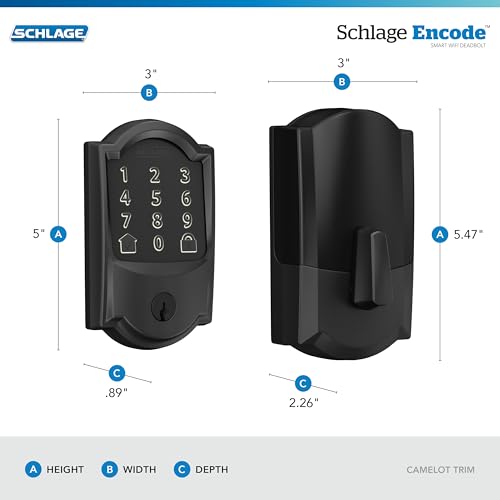Schlage Encode Smart WiFi Deadbolt Lock for Front Door - Keyless Entry with App or Touchscreen - Works with Alexa, Hey Goo...