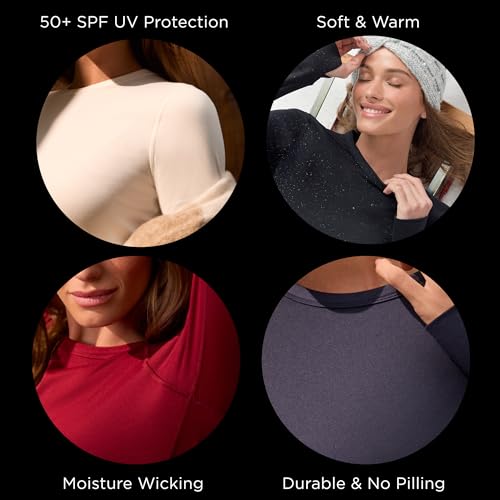 Cuddl Duds Womens Heavyweight Cold Weather Fleece Lined Thermal Set – Long Sleeve Top & Leggings - Winter Lounge Sets