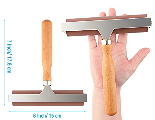 Soft Rubber Roller, Brayer Ideal for Anti Skid Tape Construction Tools, Print, Ink and Stamping Tools(6-Inch, Brown)