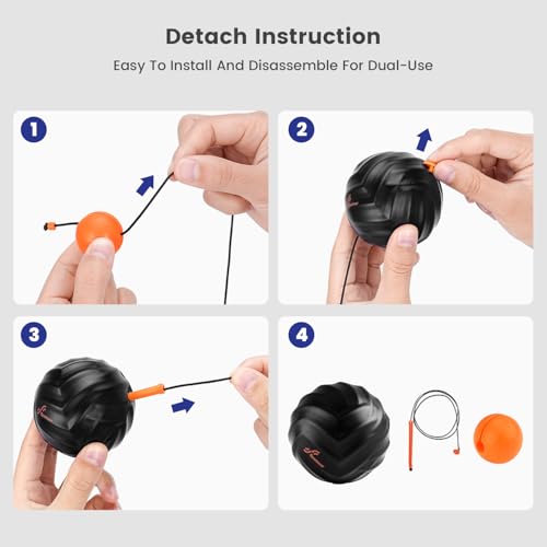 Sportneer Massage Lacrosse Ball with String, Deep Tissue Massager for Back Myofascial Release, Shoulder Trigger Point Ther...