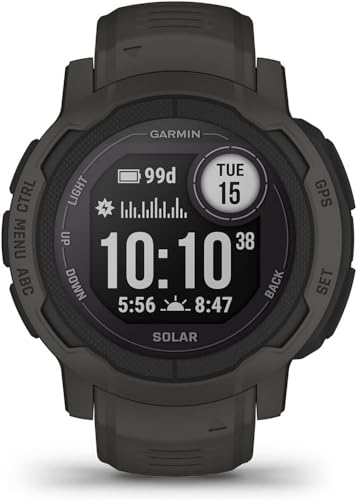 Garmin Instinct 2 Solar, GPS Outdoor Watch, Solar Charging Capabilities, Multi-GNSS Support, Tracbak Routing, Graphite (Re...