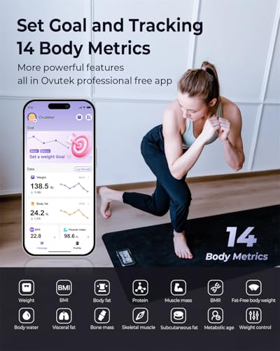 Ovutek Professional Smart Scale for Body Weight, BMI, Body Fat, Muscle Mass, Highly Accurate Body Composition Weighing Mac...