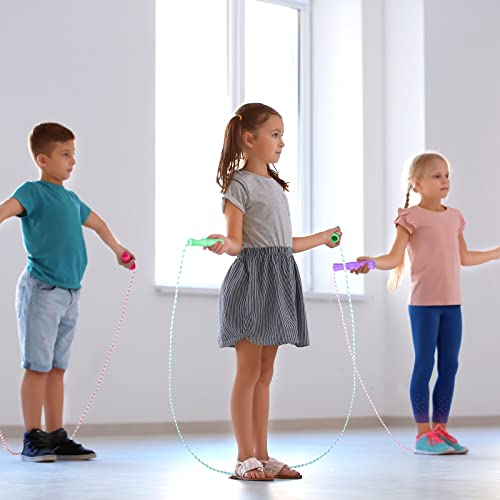 Aoriher Jump Rope for Kids Nylon Adjustable Weighted Braided Fitness Skipping Stripe Ropes with Plastic Handles 8.2 Feet f...