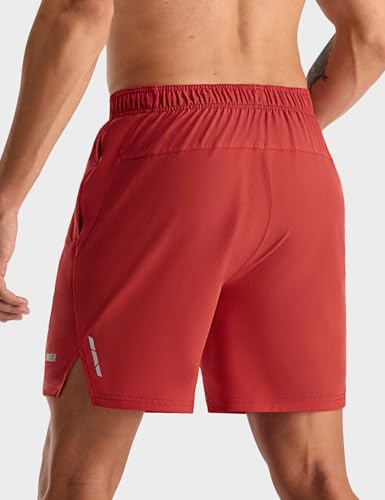 MIER Men's 2 in 1 Running Shorts - 7" Workout Gym Athletic Shorts for Men, Quick Dry Lightweight with Pockets for Training