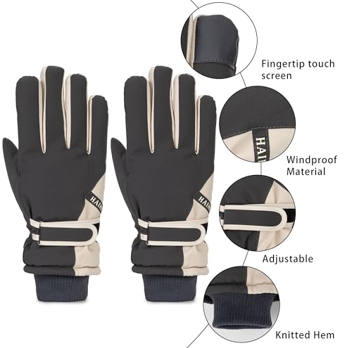 Winter Ski-Gloves for Men-Women Non-Slip-Plus-Velvet-Thickened Mitt Waterproof Cold-Weather Touchscreen-Cycling-Gloves S/M