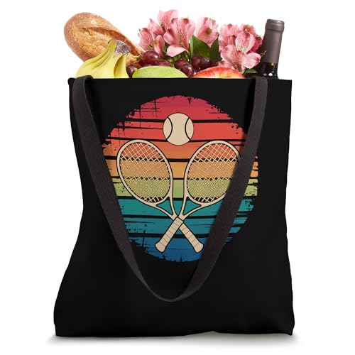 Tennis Player Retro Sunset Crossed Rackets Tote Bag