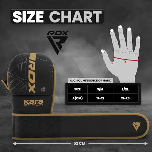 RDX MMA Gloves Sparring Grappling, Hybrid Open Palm Martial Arts Mitts Men Women, Maya Hide Leather Wrist Support, Cage Fi...