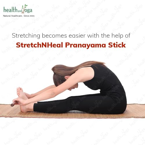 HealthAndYoga™ StretchNHeal Collapsible Multi-Use Wooden Yoga Stick - Regular and XL - Portable Posture Corrector Pole, St...